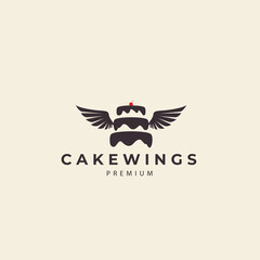 cake bread with wings logo vector icon symbol illustration design