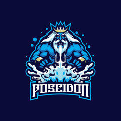 Poseidon mascot logo design vector with concept style for badge, emblem and t shirt printing. Poseidon illustration for sport and esport team.