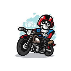Skull mascot logo design vector with concept style for badge, emblem and t shirt printing. Skull bikers illustration.