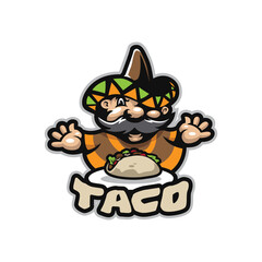Taco mascot logo design vector with concept style for badge, emblem and t shirt printing. Amazing taco illustration.