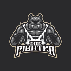 Bulldog mascot logo design vector with concept style for badge, emblem and t shirt printing. Angry bulldog illustration.