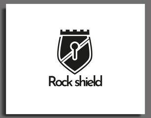shield rock technology guard safety logo design template vector