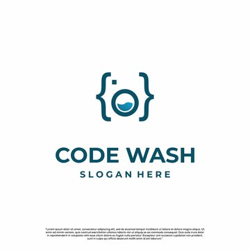 code wash logo design icon template code laundry logo concept
