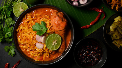 Flavourful Khao Soi Kai, creamy and slightly spicy yellow curry with chicken