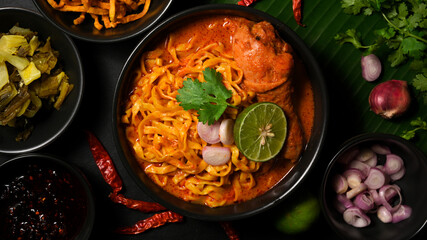 Yummy Khao Soi Kai, Spicy yellow curry soup with egg noodles and chicken