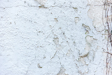 Cracked and peeling white paint on a wall