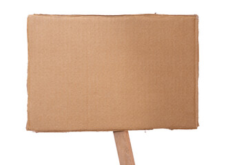 Cardboard sign without any captions from below using a stick.