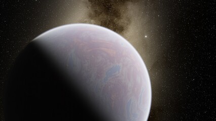 Naklejka premium planet suitable for colonization, earth-like planet in far space, planets background 3d render