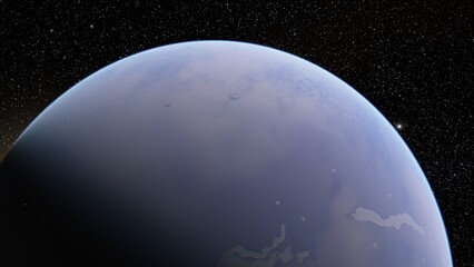 Fototapeta na wymiar planet suitable for colonization, earth-like planet in far space, planets background 3d render