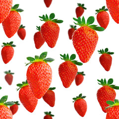 Fototapeta na wymiar Strawberry seamless pattern. Ripe strawberries isolated on white . package design background.