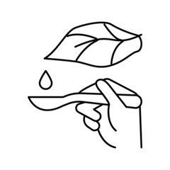 plant drop homeopathy liquid on spoon line icon vector illustration