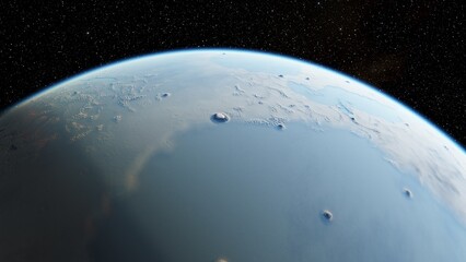 planet suitable for colonization, earth-like planet in far space, planets background 3d render