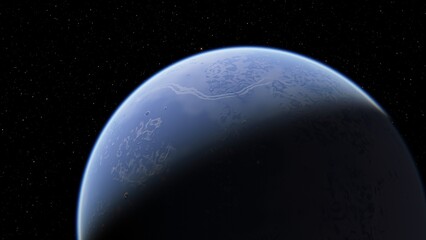 Fototapeta na wymiar planet suitable for colonization, earth-like planet in far space, planets background 3d render