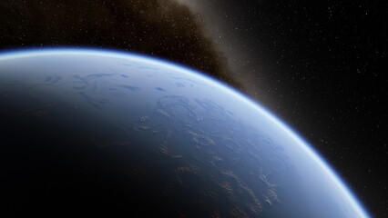 planet suitable for colonization, earth-like planet in far space, planets background 3d render