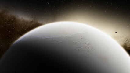 planet suitable for colonization, earth-like planet in far space, planets background 3d render
