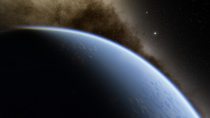 planet suitable for colonization, earth-like planet in far space, planets background 3d render
