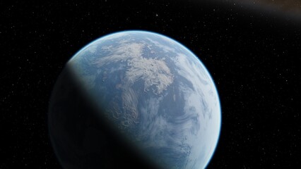 Fototapeta na wymiar planet suitable for colonization, earth-like planet in far space, planets background 3d render 
