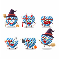 Halloween expression emoticons with cartoon character of blue love gift box