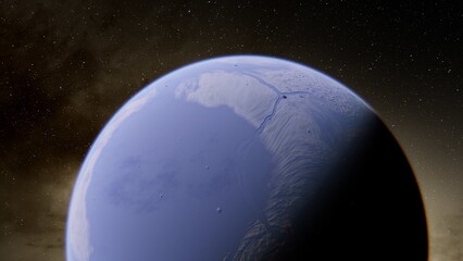 planet suitable for colonization, earth-like planet in far space, planets background 3d render	
