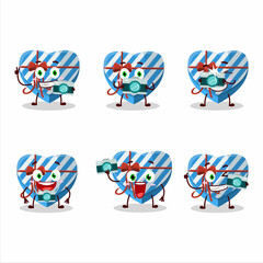 Photographer profession emoticon with blue love gift box cartoon character