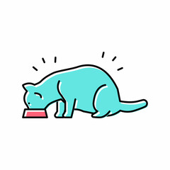 cat eating food color icon vector illustration