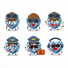Pilot cartoon mascot blue love gift box with glasses