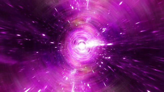 Seamless loop pink hyperspace  warp energy  light speed space flight through space time wormhole tunnel. Abstract bright red pink purple flowing energy vortex. 4K 3D Loop Sci-Fi interstellar space tra