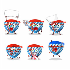 Mascot design style of blue love gift box character as an attractive supporter