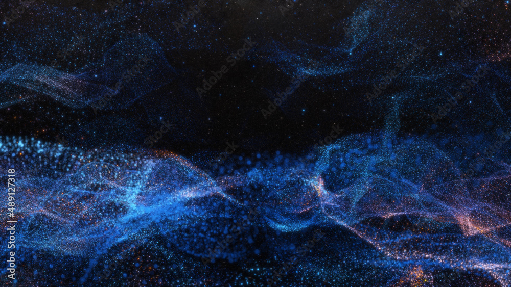 Poster Abstract particle waves with depth of field effect