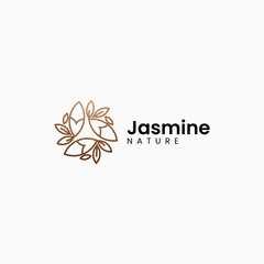 Vector Logo Illustration Jasmine Gradient Line Art Style.