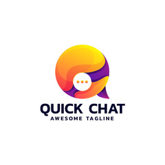 Vector Logo Illustration Chat Gradient Colorful Style.