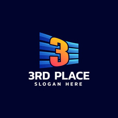 Vector Logo Illustration Number 3 Gradient Colorful Style.