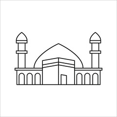kaabah icon design, mecca ka'bah. vector illustration for islamic event, web, print or pictogram assets, hajj, umrah, ramadan kareem, ied mubarak