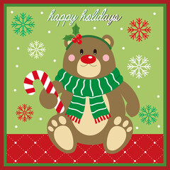 Obraz premium christmas card with teddy bear