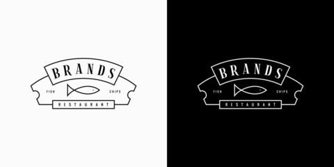 Vintage fish and chips sea food restaurant logo badge template