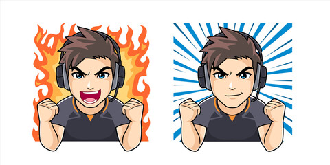 Hype gamer emotion for sticker, badges and streamer vector illustration © tkzgraphic