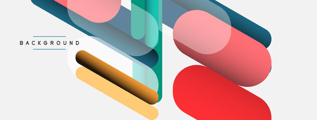 Overlapping round shapes and lines background. Vector illustration for wallpaper banner background or landing page