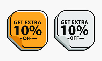 Up to 10 percent Discount. Square sticker with offer message. Sale offer price sign. Special offer symbol. Save 10 percentages. Sticker mockup banner. Discount tag badge shape. Vector design shopping