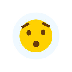 Flushed face with open mouth. Hushed emoticon icon for social media reactions. Vector illustration isolated in transparent background