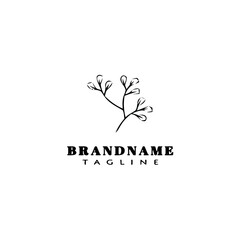 flower logo cartoon icon design style black isolated vector illustration