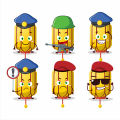 A dedicated Police officer of yellow chinese long lamp mascot design style