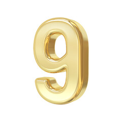 Number 9 Gold 3d luxury