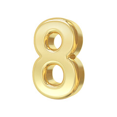 Number 8 Gold 3d luxury