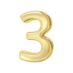 Number 3 Golden 3d luxury