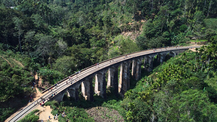 Fototapeta na wymiar Aerial view of the Demodara nine-arch bridge. High quality photo