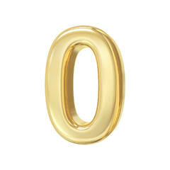 Number 0 Golden 3d luxury