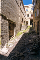 old destroyed housing abandoned by refugees