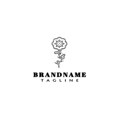 flower logo cartoon icon design template black isolated vector illustration