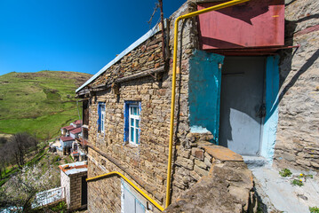 old destroyed housing abandoned by refugees