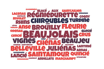 Obraz premium Illustration Beaaujolais en nuage de mots avec un fond transparent